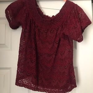 Lace off the shoulder crop top